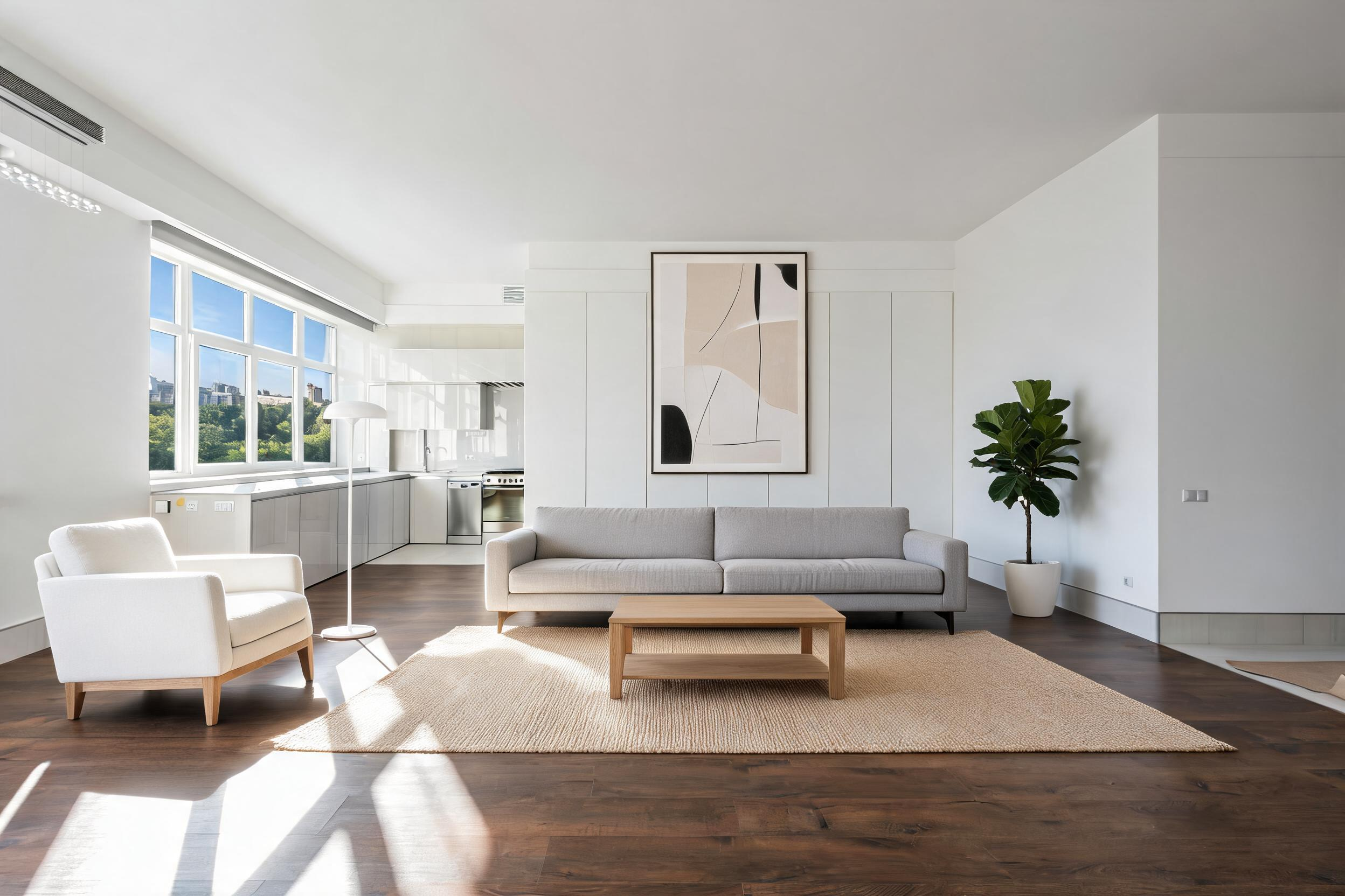 Open Space after AI virtual staging — professionally furnished